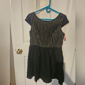 Xhilaration from Target, black eyelet junior dress, NWT, size Large.